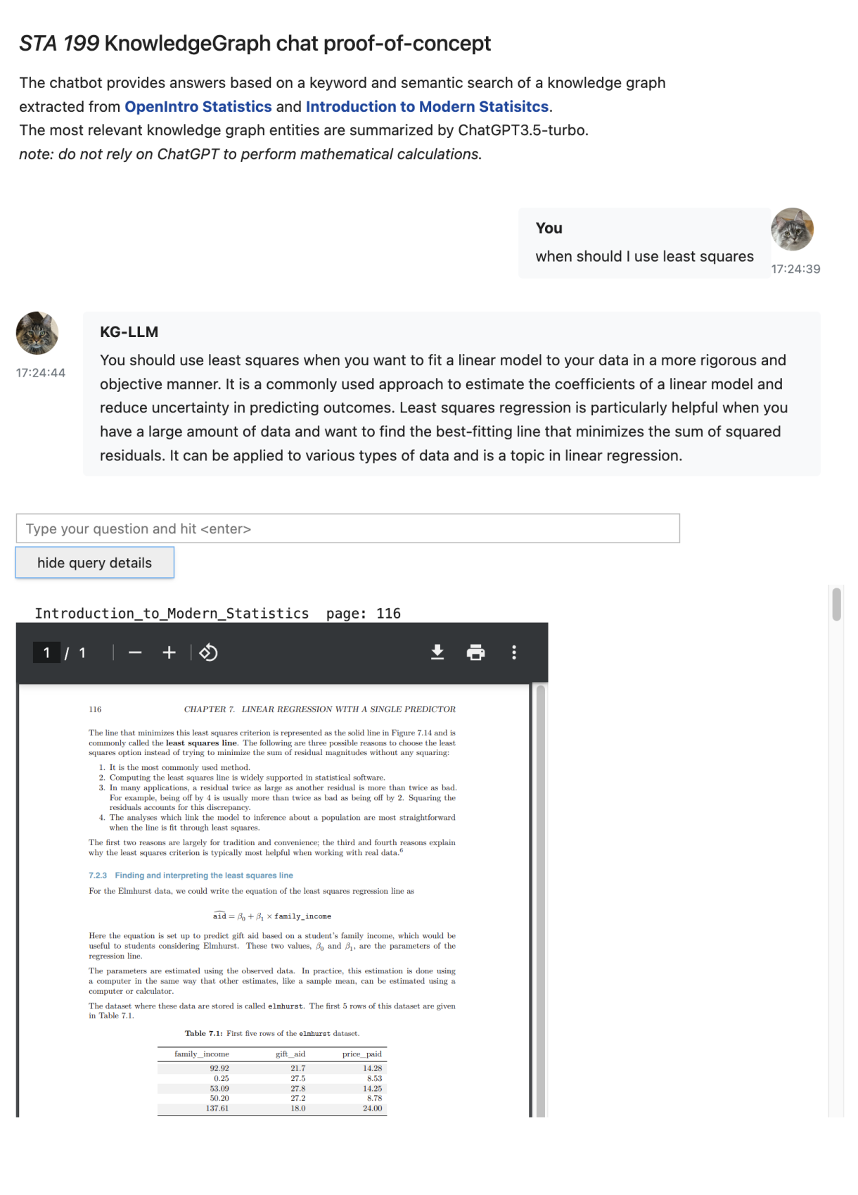 screenshot for detailed answer for stats question in chatbot